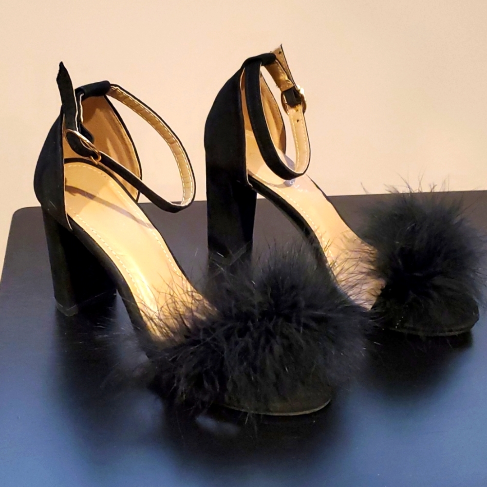 Feather detail heels